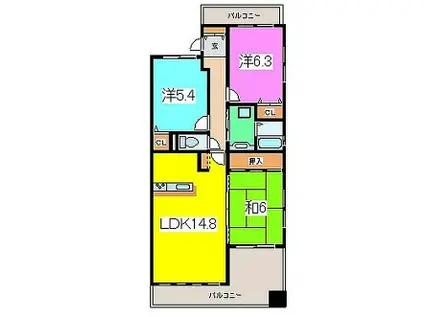 ムライチマンション劇場東(3LDK/4階)の間取り写真