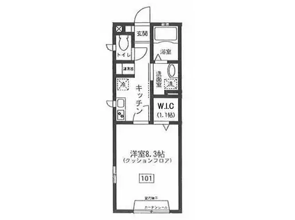 クレエ三鷹(1K/1階)の間取り写真