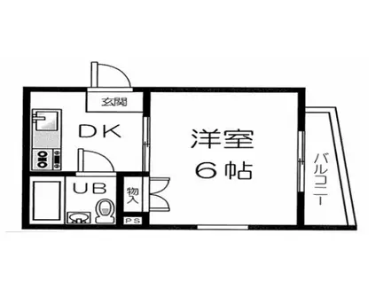 シャルマン甲南(1K/1階)の間取り写真