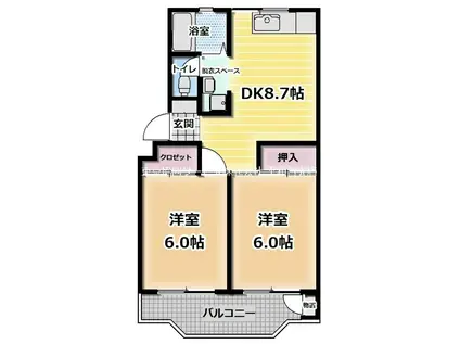 向原ニュービラヂ(2DK/1階)の間取り写真