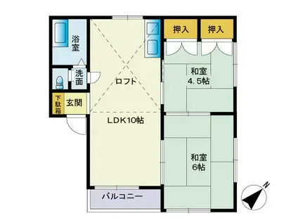 イッツ春日タウン E(2LDK/2階)の間取り写真