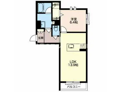 GRANDE ALBERO(1LDK/2階)の間取り写真