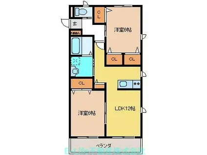 パル新地A・B(2LDK/2階)の間取り写真