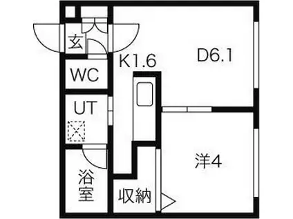 ガレリアN13(1DK/4階)の間取り写真