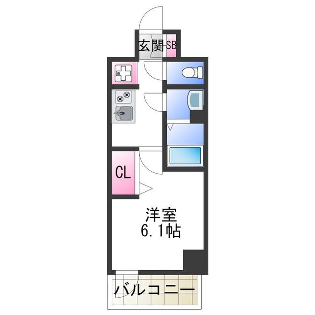 スプランディッド天王寺パークサイド(1K/12階)の間取り写真