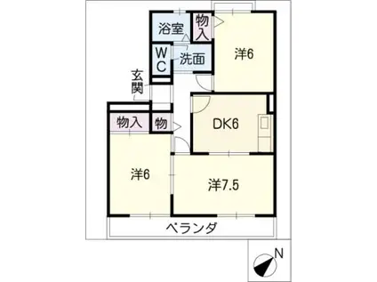 カーサベルデIII(3DK/1階)の間取り写真