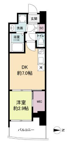 セレニテ難波リアン(1DK/12階)の間取り写真