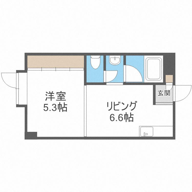 田房ビル(1DK/3階)の間取り写真