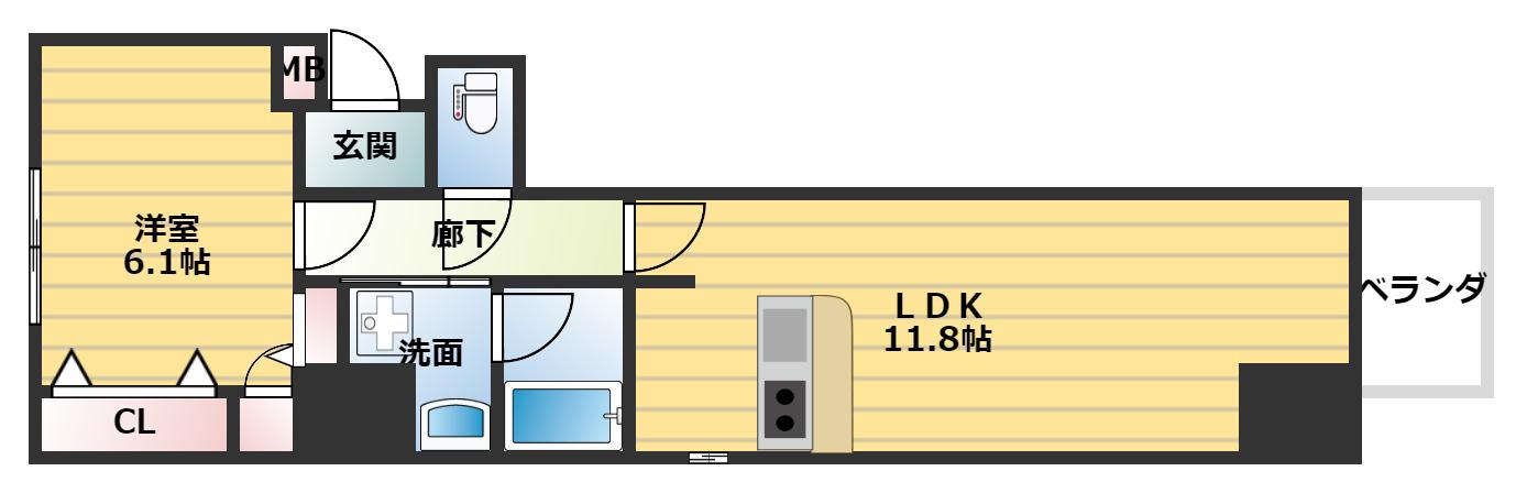 プルミエールメゾン(1LDK/8階)の間取り写真