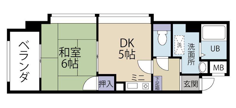 ハートピア鍛冶町(1DK/8階)の間取り写真