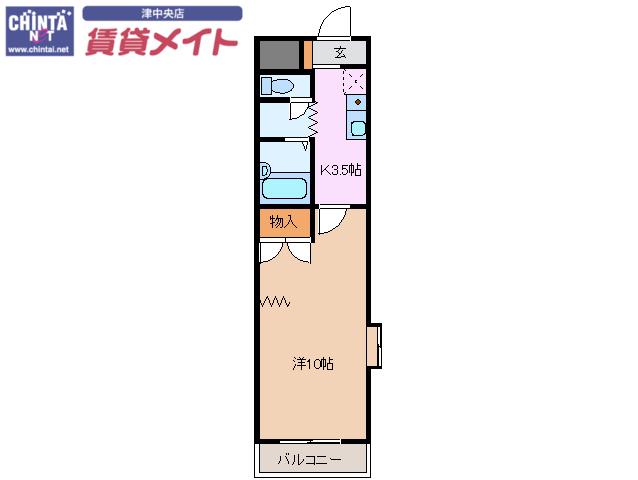 KURIMAマンション(1K/3階)の間取り写真