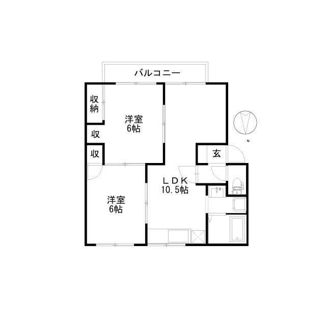 セルカ・デル・リオA(2LDK/1階)の間取り写真