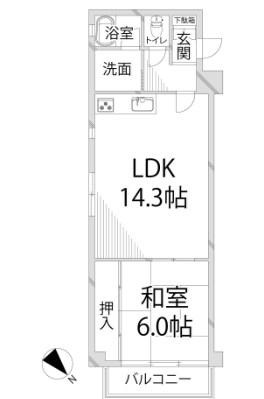 キャッスルコート辻井(1LDK/1階)の間取り写真