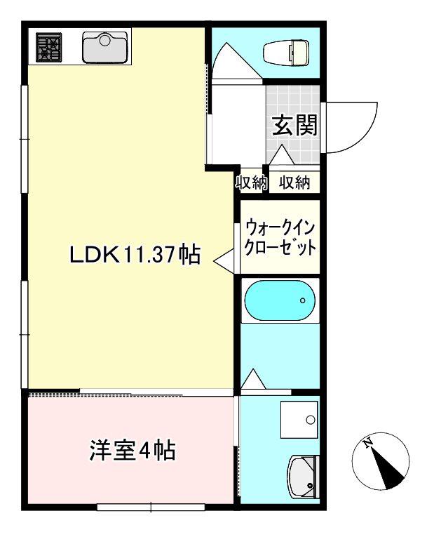 BENTORNATO堀水内(1LDK/2階)の間取り写真