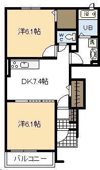 ミニヨンフィオーレⅡ(2DK/1階)の間取り写真