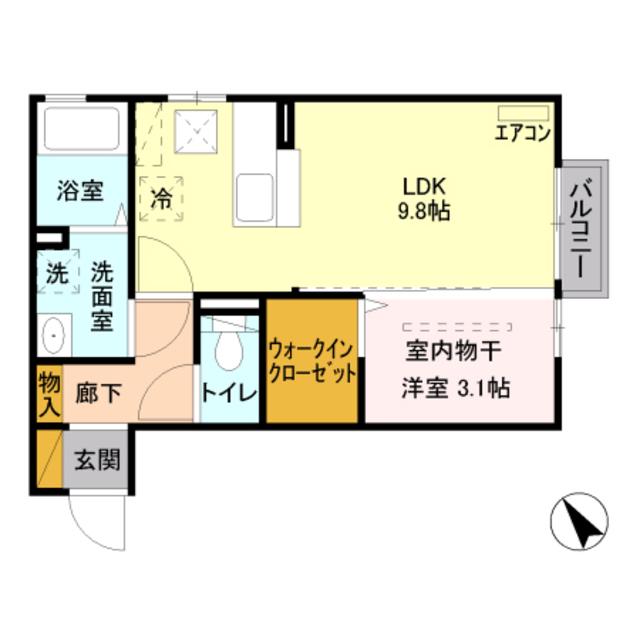 セジュール A(1LDK/1階)の間取り写真