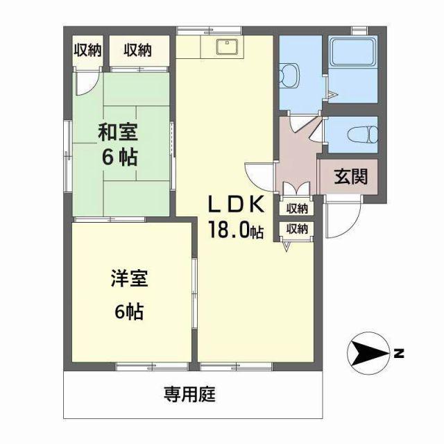 コーポN(2LDK/1階)の間取り写真