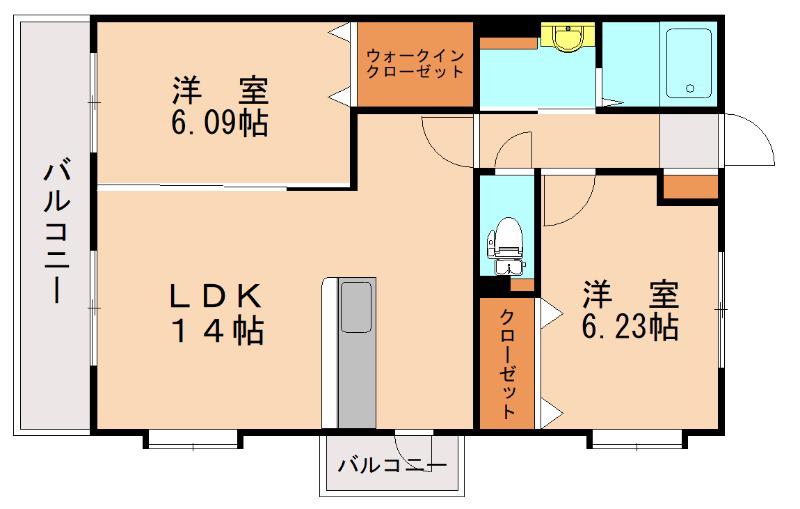 カーサ コスタ(2LDK/1階)の間取り写真