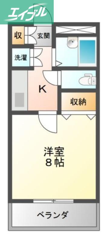 シティーハイツ(1K/2階)の間取り写真