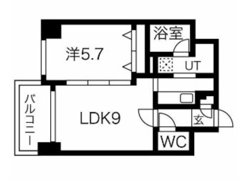 ブラントゥール伏見(1LDK/2階)の間取り写真