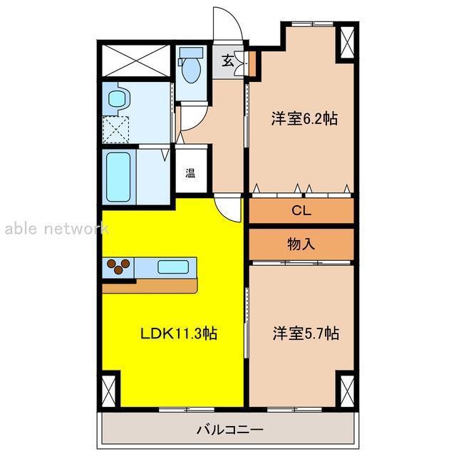 レ・モンデ新潟(2LDK/3階)の間取り写真