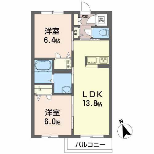 MAISON・MAST嶋A(2LDK/2階)の間取り写真