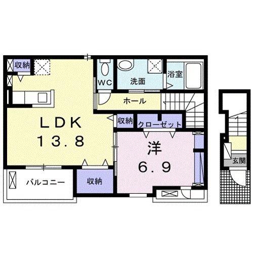 フィオーレ(1LDK/2階)の間取り写真
