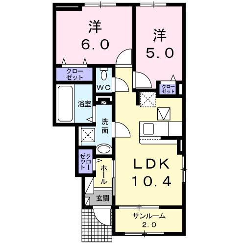 フェリビータ(2LDK/1階)の間取り写真