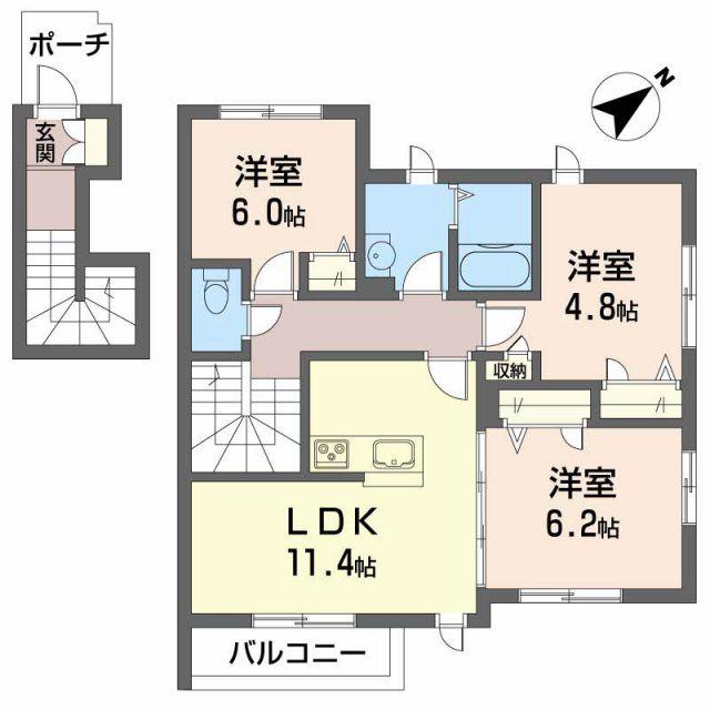 シャーメゾン黒田TMIII(3LDK/2階)の間取り写真