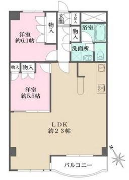 ラ・ルーナ東が丘(2LDK/1階)の間取り写真