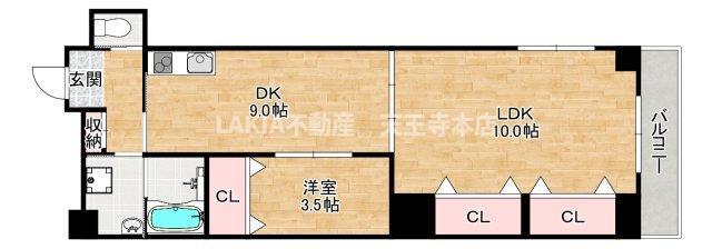 SUNNY SIDE 生玉(2LDK/10階)の間取り写真