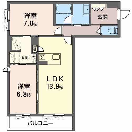 レフィアントITO(2LDK/3階)の間取り写真