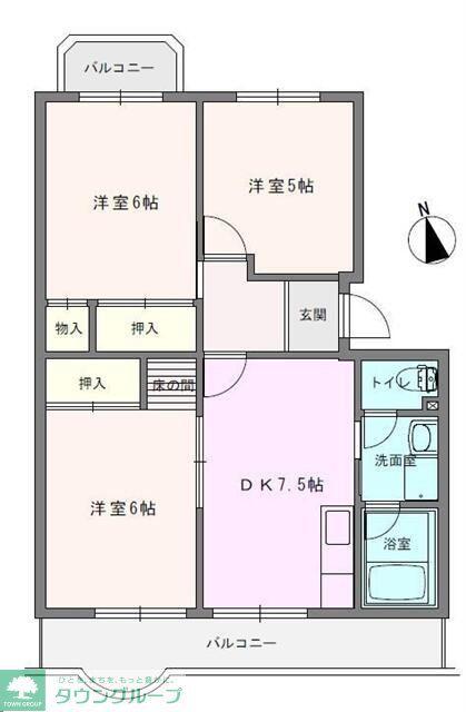 シャトーブラン村田II(2LDK/1階)の間取り写真