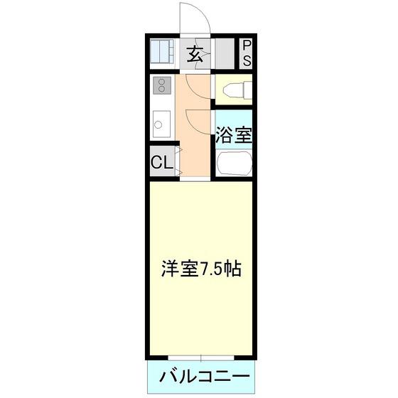 フィールドフラット(1K/2階)の間取り写真