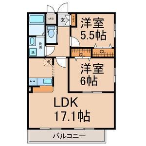 プレシャス星が丘山手(2LDK/3階)の間取り写真