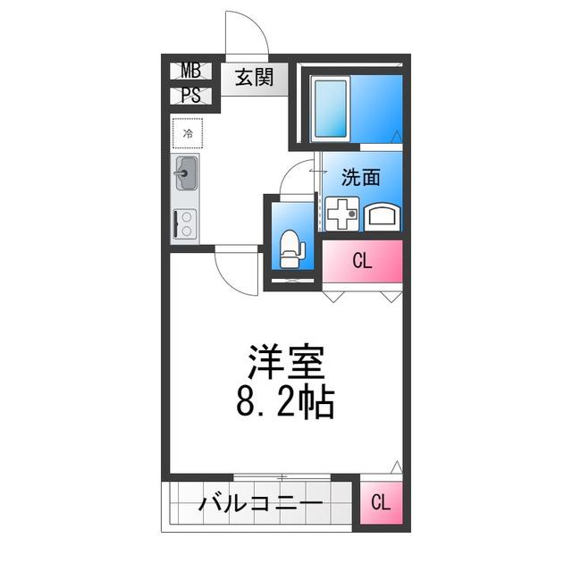 フジパレス新金岡V番館(1K/1階)の間取り写真