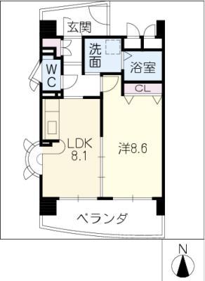 BELL HEIWA(1LDK/7階)の間取り写真