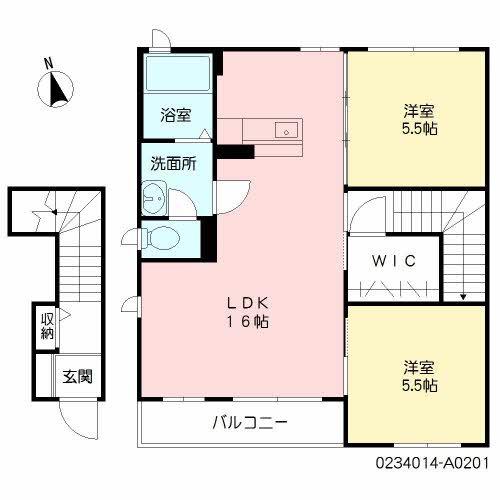 シャーメゾンはすいけ(2LDK/2階)の間取り写真