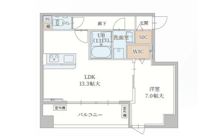 ル・モベイ天神橋(1LDK/3階)の間取り写真