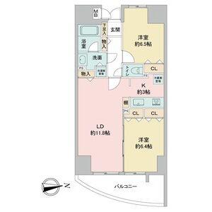 さくら HILLS 富士見(2LDK/5階)の間取り写真