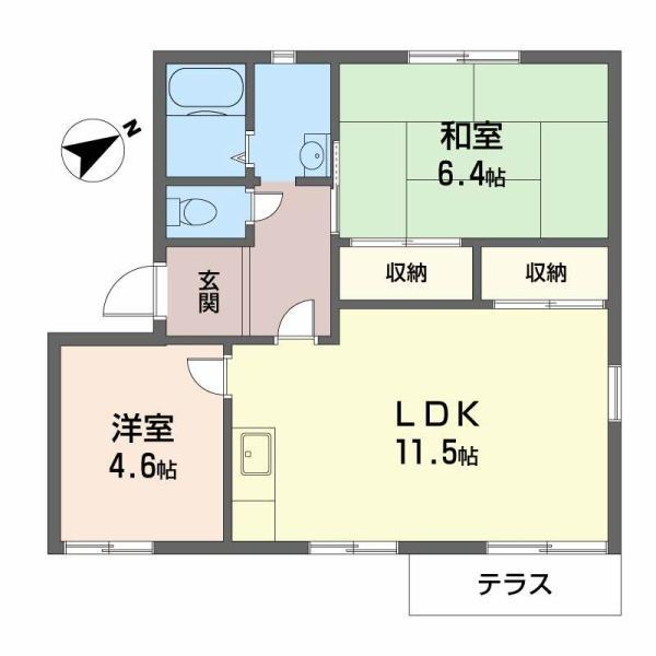 ルアーブル(2LDK/1階)の間取り写真