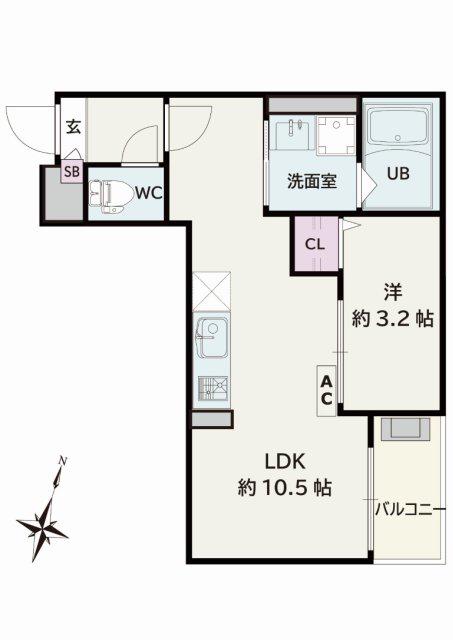 JACK KAMISHIGEHARAI(1LDK/2階)の間取り写真