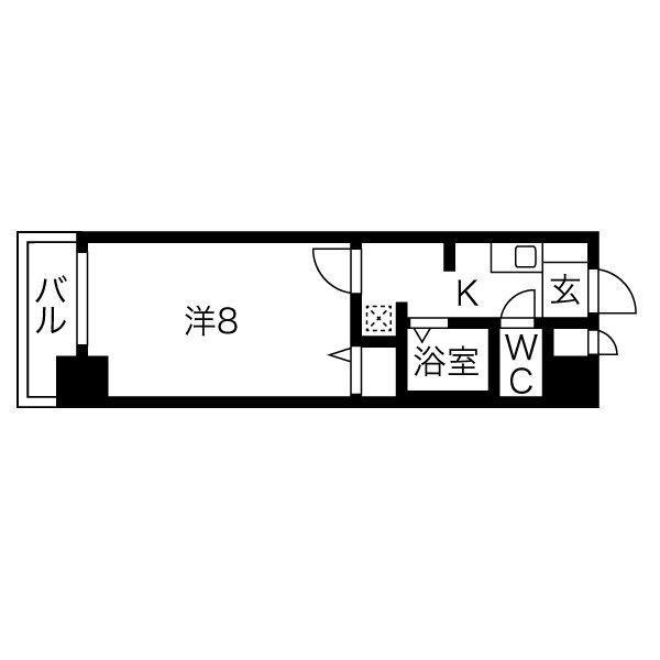 ベル名駅(1K/4階)の間取り写真