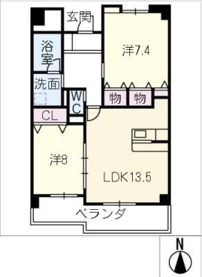 クレーネワン(2LDK/1階)の間取り写真