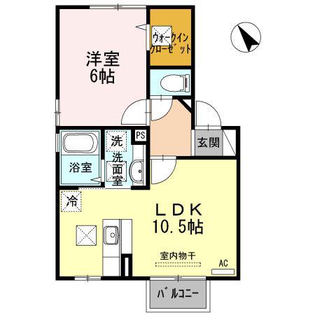 ビィラ・クレール(1LDK/1階)の間取り写真