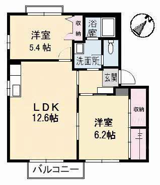 サン・フォーレス B棟(2LDK/1階)の間取り写真