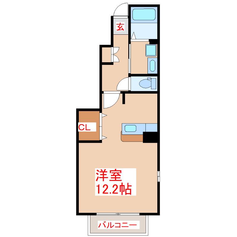 HARADA 2番館 B(ワンルーム/1階)の間取り写真