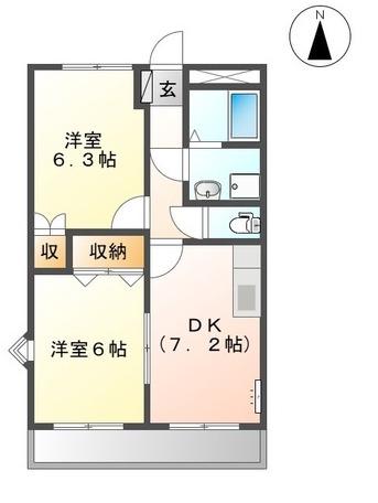 ジュノー(2LDK/2階)の間取り写真