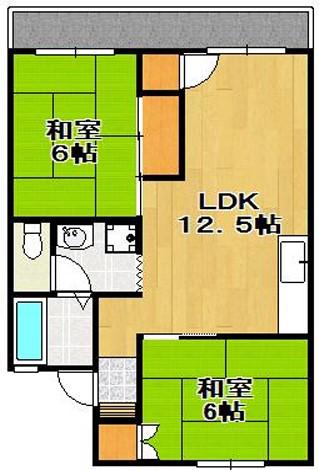VILLA高嶋(2LDK/2階)の間取り写真
