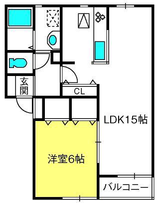 ニューフロンティアIII(1LDK/2階)の間取り写真